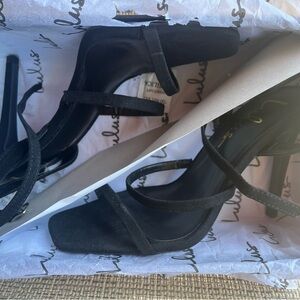 Lulu's Black Strappy Heels